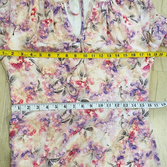 Mikael Aghal flutter sleeve pink floral gown - Picture 9 of 15